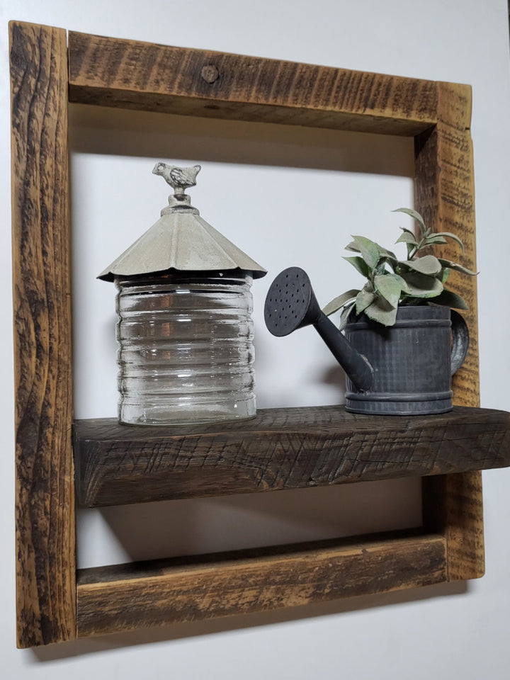 Framed Wall Shelf - Walnut Finish